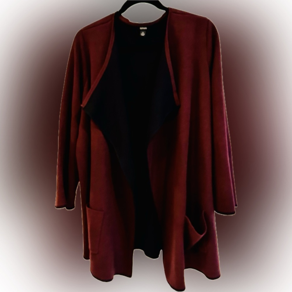 Alfani Women's Deep Burgundy and Black Cardigan-1X